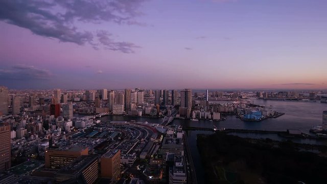 東京風景タイムラプス　夕景から夜景　長時間撮影　4k
