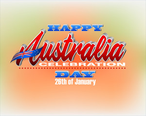 Holiday design, background with 3d texts and national flag colors for 26th of January, Australia National day, celebration; Vector illustration