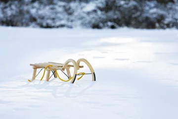 Foto op Plexiglas Schlitten im Schnee © Stockfotograf