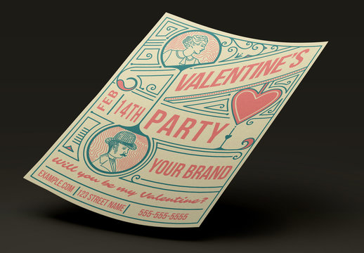 Retro Valentine's Day Party Flyer