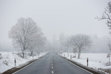 Fototapeta na wymiar dangerous winter road