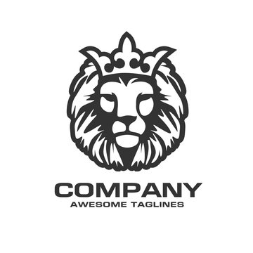 The head of a lion with a royal crown,Lion head with crown vector, vector sign concept illustration. Lion kings head logo. Wild lion head graphic illustration