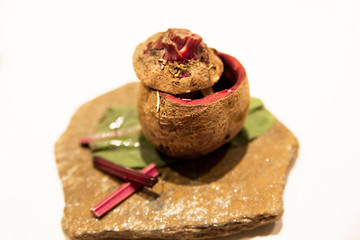 a pot from beetroot and herring. Snack