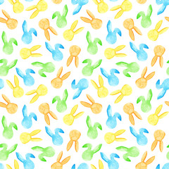 Watercolor bunny seamless pattern. Easter holidays. For design, card, print or background