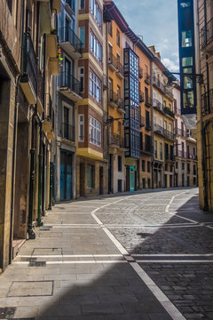 Estafeta Street, where the running of the bulls during the San Fermin festival take place, Pamplona (Iru&ntilde;a), the historical capital of Navarre, Spain. 