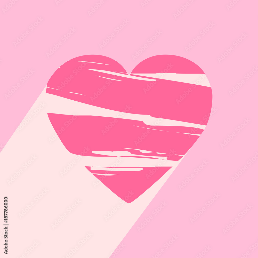 Aufkleber heart icon with long shadow. flat style. vector illustration isolated for graphic and web design.