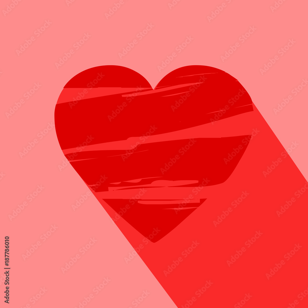 Aufkleber heart icon with long shadow. flat style. vector illustration isolated for graphic and web design.