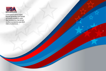 Flag of USA background for independence, veterans, memorial day and other events, Vector illustration Design