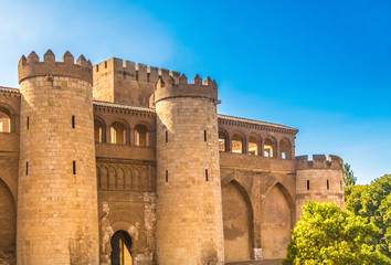 Obraz premium The Aljaferia Palace, a fortified Islamic palace, Zaragoza (Saragossa), autonomous community of Aragon, Spain. 