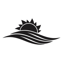 Sunset line icon. Sun logo template. Sea logo template.