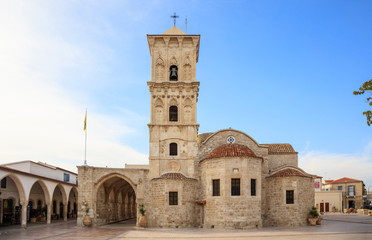 Fototapeta na wymiar Saint Lazarus, an orthodox church under blue sky with few clouds, at Larnaca, Cyprus.