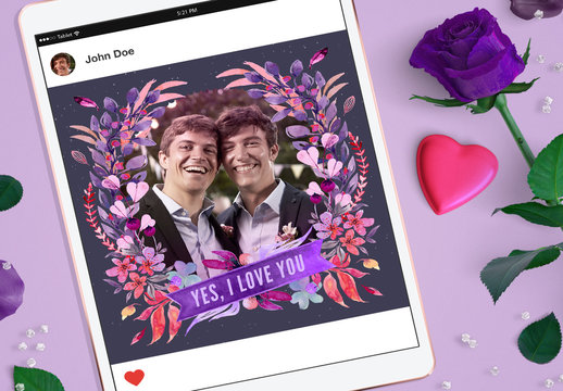 Watercolor Digital Valentine's Day Layout