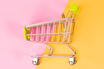 shopping basket on a colored background.