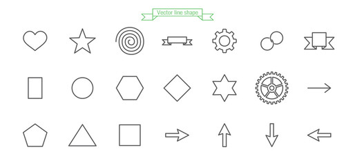 Line icon set heart star arrow and other shapes