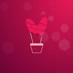 pink valentine card with a flying heart balloon