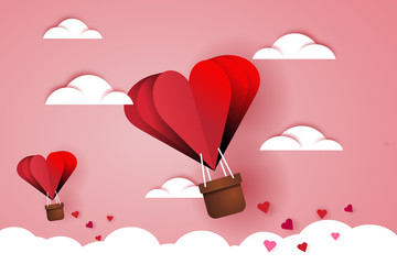 Heart air balloons. Love and valentines day.  - obrazy, fototapety, plakaty