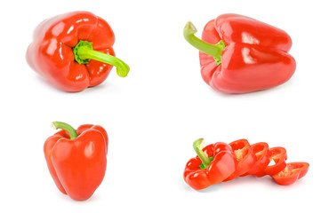 Collection of bulgarian peppers close-up isolated on white background