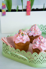 Valentine cupcakes. Holiday celebration concept. 