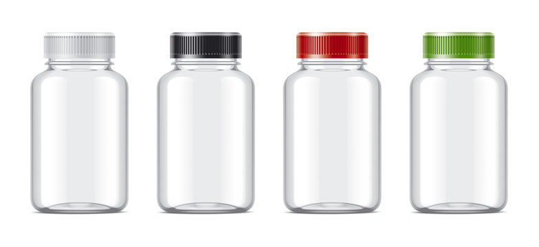 Small Glass Bottle for Pills. Stock Photo - Image of background
