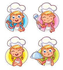 Collection of Cook Chef portraits in different situations