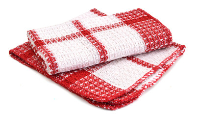 Two linen kitchen towels on a white background