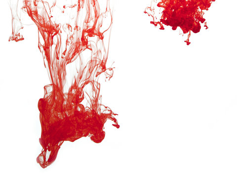 Red colour pigment in water, horizontal