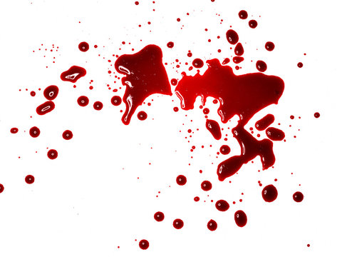 Blood like spatters on white background 