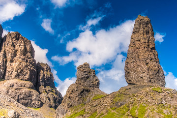 Fototapeta premium The Storr (An Stor), a rocky hill on the Trotternish peninsula, Sound of Raasay, Isle of Skye, Highlands of Scotland.