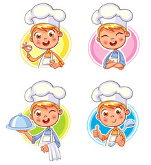 Collection of Cook Chef portraits in different situations