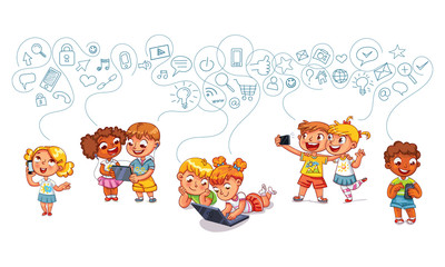 Children interact with each other on social networks