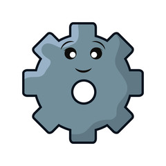 Gear machinery piece smiling cartoon