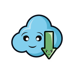 Cloud computing symbol smiling cartoon