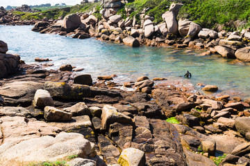 diver in Ploumanac'h site of Perros-Guire