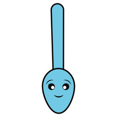 Little spoon cutlery smiling cartoon