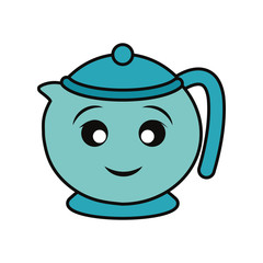 Porcelain teapot isolated smiling cartoon