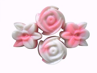 Obraz na płótnie Canvas group of pink jelly mould flower isolate