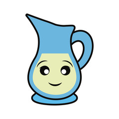 Glass jar with drink smiling cartoon