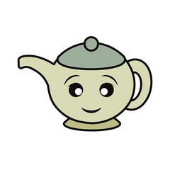 Porcelain teapot isolated smiling cartoon