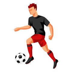 Soccer player with ball. Sports football illustration