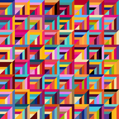 Abstract seamless pattern of squares and diagonal forms.