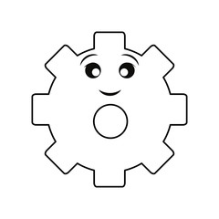 Gear machinery piece smiling cartoon
