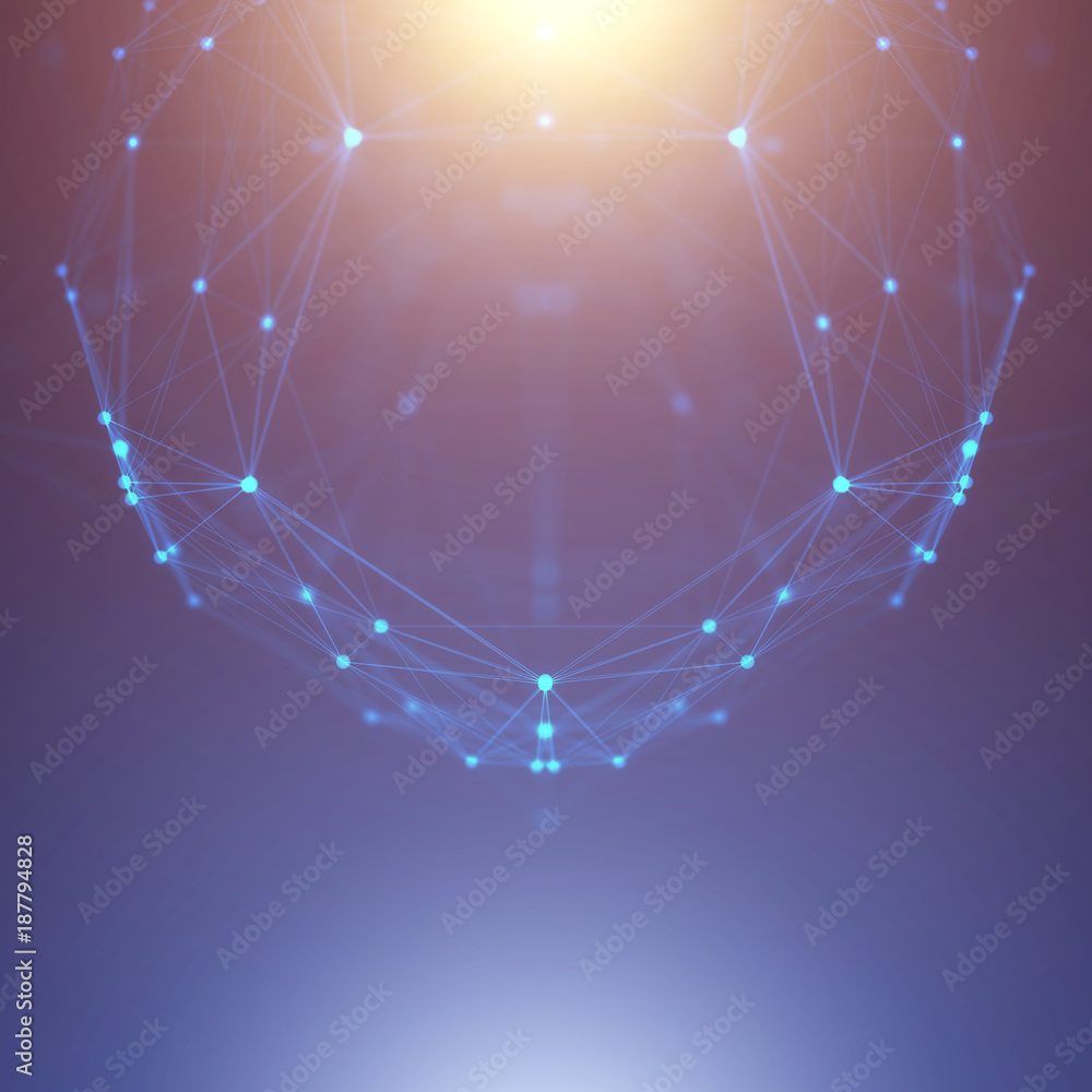 Poster abstract geometric figure with multiple connections.