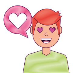 man with love heart in speech bubble  illustration drawing design