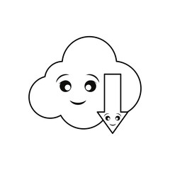 Cloud computing symbol smiling cartoon