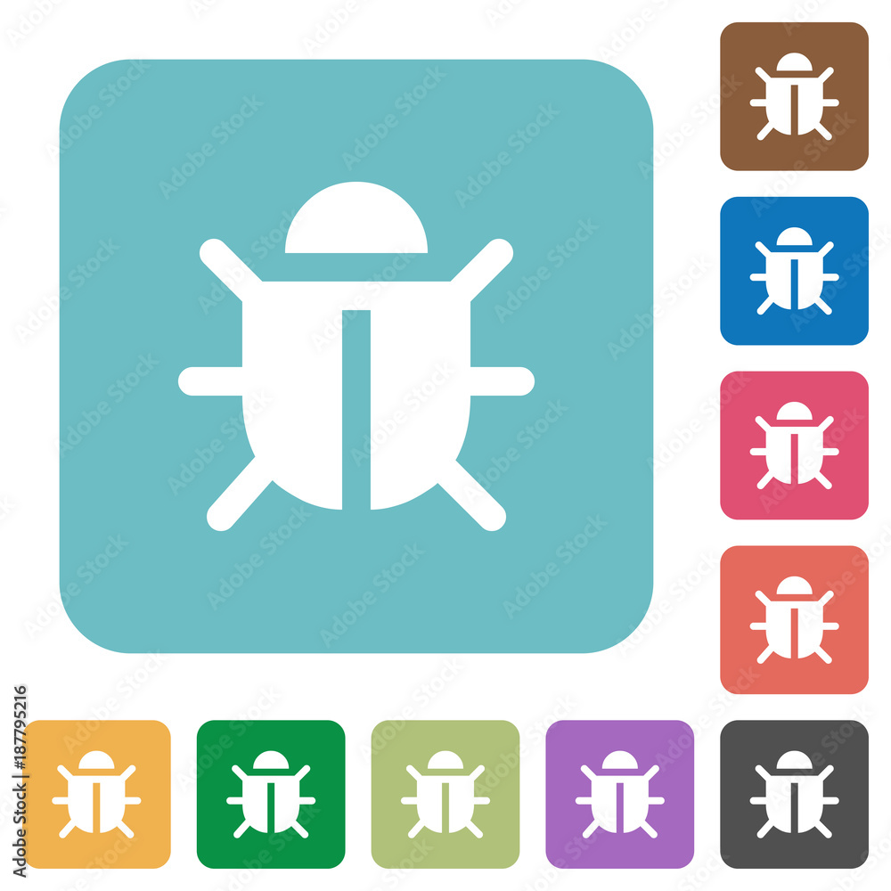 Poster computer bug rounded square flat icons