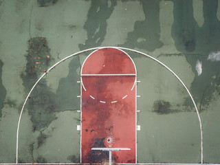 Aerial View of Basketball Court