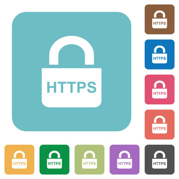 Secure https protocol rounded square flat icons