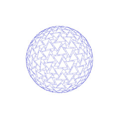 Abstract polygonal broken sphere. Isolated on white background.Vector illustration.