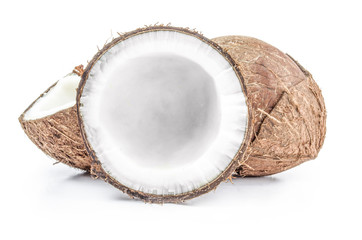 Pieces of coconut isolated over a white background
