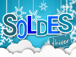 panneau soldes d'hiver avec fond de flocons - 2éme démarque